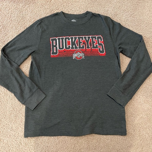 RIVALRY THREADS 91 Grey print BUCKEYES OHIO STATE knitted type Long sleeve tee - Picture 1 of 8